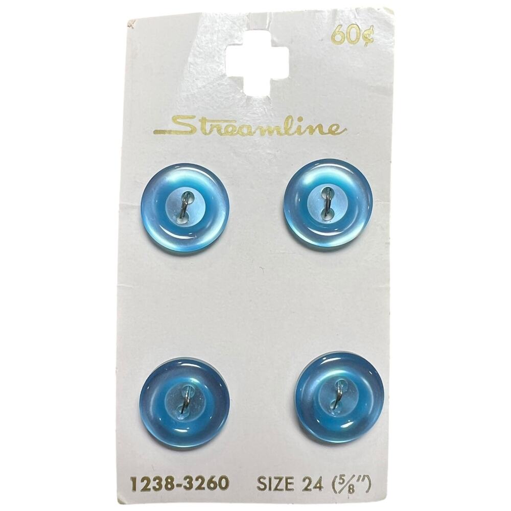 Vintage Streamline Italy Blue Translucent Buttons NOS Garden City NY